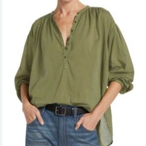 NILI LOTAN Neville Lightweight Cotton Olive Tunic Blouse Size medium